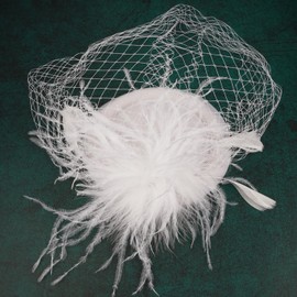 Cizoe Fascinators Hats 20s 50s Hat Pillbox Hat Cocktail Tea Party Headwear with Veil for Girls and Women(B-White Set)