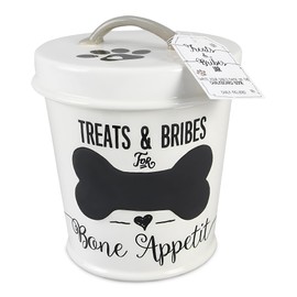 Young's Inc. Large Pet Treat Jar with Lid - Perfect for Dog and Cat Treats - Ceramic Canister for Cookies, Candies, Biscuits, Bones, and More - Treats and Bribes