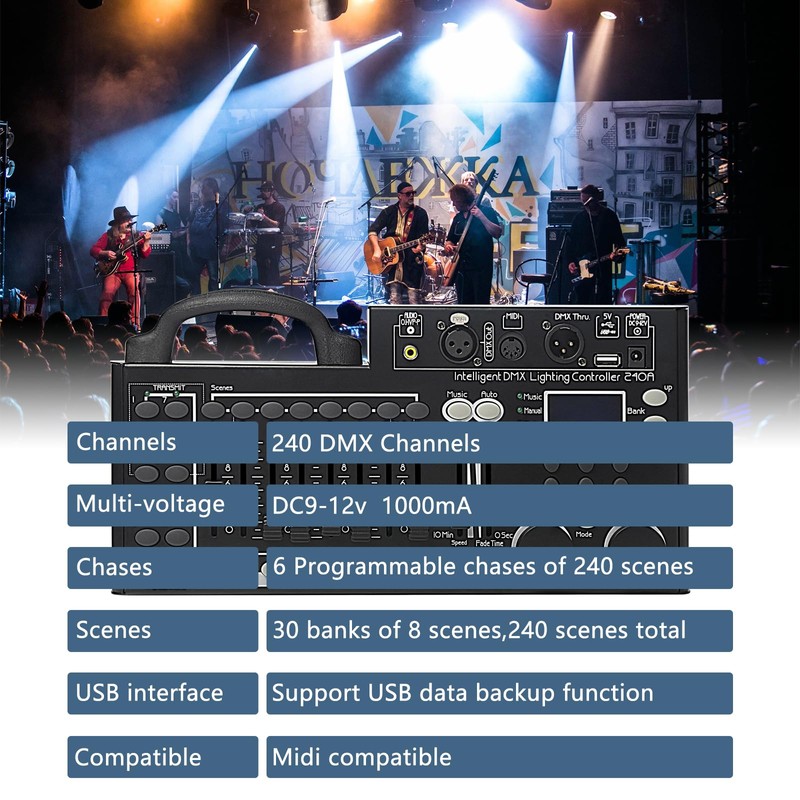 DMX Lighting Console, 240 Channels DMX 512 Controller for dj