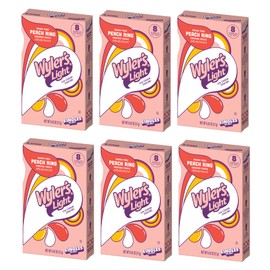 SINGLES TO GO! Wyler's Light Peach Ring Flavor, Trend Inspired Flavor, Low Calorie Drink Mix, Perfect for Taking on the Go with 6 Per Box and 36 Total Servings (Pack of 6)