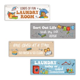 4 Pieces Laundry Room Decor, Funny Laundry Room Sign, Laundry Room Wall Decor, Farmhouse Laundry Decor For Wall, Home Decor, Hallway Decor, Pantry Signs -04