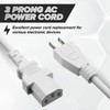 3 Feet, White - 3 Prong AC Power Cable for