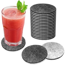 Premium Felt Coasters for Drink Set of 18 Pcs, Absorbent Felt Protects Furniture, Table, Desk 4x4 Inch by AA Wonders (Circle)