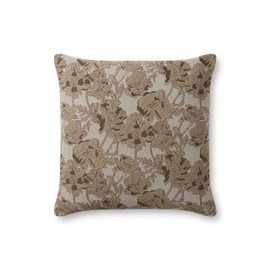 Chris Loves Julia x Loloi Matilda Collection PCJ0008 Beige / Mocha 18'' x 18'' Pillow