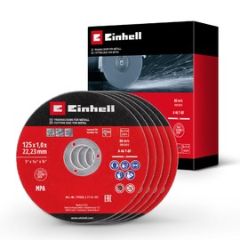 Original Einhell 5-Piece Thin Cutting Disc Set for Metal, Diameter 125 mm (1 mm Thickness, MPA Certified, Long Life, Precise, Low-Burr Cuts, for Angle Grinders)