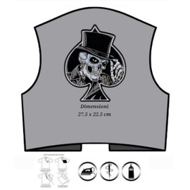 Big Patch Biker Skull Motorcycle Embroidered Iron on Patch Badge Patch Badge Applique Vest Jacket Clothes
