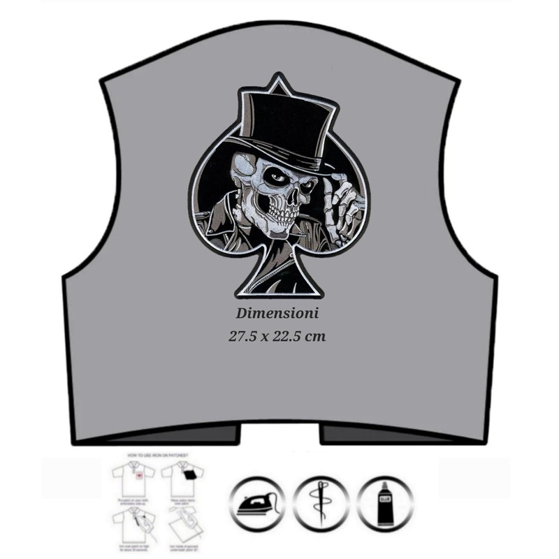 Big Patch Biker Skull Motorcycle Embroidered Iron on Patch Badge