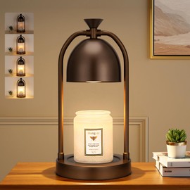 Brown Candle Warmer Lamp with Timer-Electric Candle Warmer Lamp for Bedroom Decor, Dimmable Candle Light Warmer