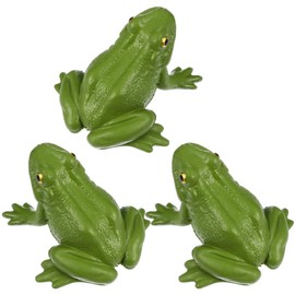 Kisangel Pack of 3 Frog Models Miniature Frog Figure Plastic Frog Statue Models Toy Fairy Garden Ornament for Children Educational Party Favors