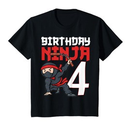 Kids 4th Birthday Ninja I'm 4 Years Old Bday Party Best Boy T-Shirt