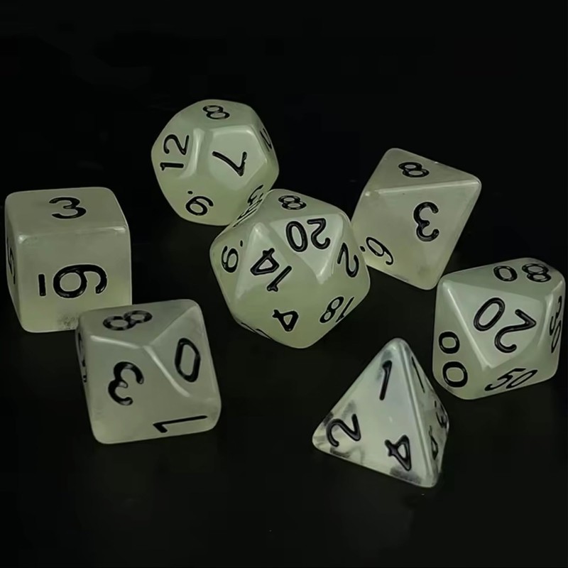DND Dadi – Glow-in-The-Dark DND Set di dadi (7 pezzi)