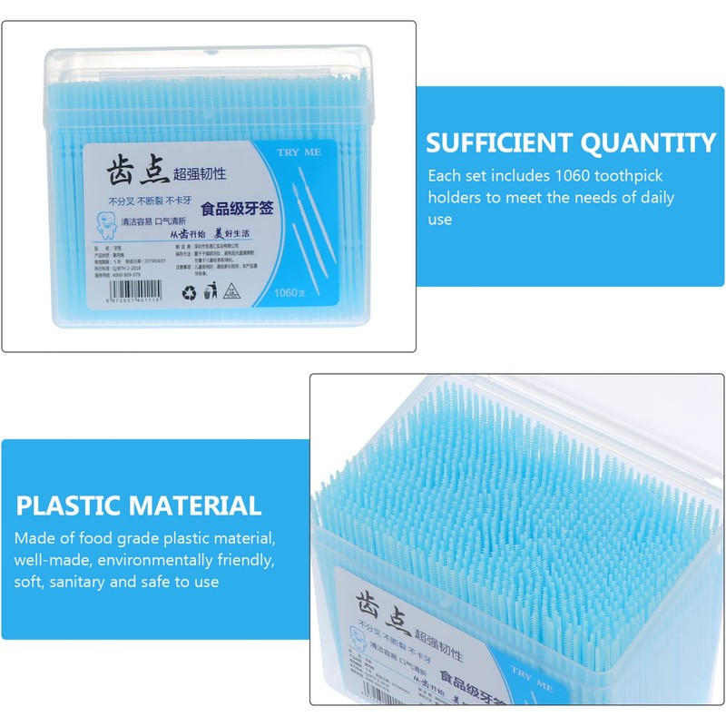 EXCEART Interdental Picks, 1060 Pieces Double Ended Plastic Sticks Cleaning