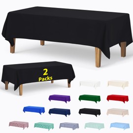 ABCCANOPY 2 Pack Rectangle Polyester Tablecloth 60 x 84 Inch Indoor Outdoor Stain-Resistant Washable Heavy-Duty Fabric Table Cover Elegant Home Decor Black