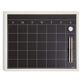 U Brands Framed Magnetic Chalk Calendar Board, Office Supplies, Whitewashed, Wooden Frame, 16” x 20