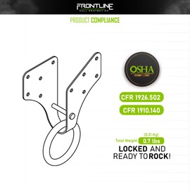 Frontline Fall Protection ROWT18 Roof Wood Truss Anchor | Lightweight Anchor less than 1lb | Maximum Breaking Strength: 1,800-lbf/8kN | Maximum Arrest Force: 900-lbf/4kN | OSHA Compliant