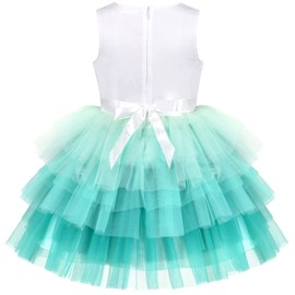 Girls Dress Aqua Green Sea Mermaid Gradient Tutu Tulle Party Size 6