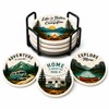 Outdoor Coasters for Drinks, Ceramic Coaster Set of 4 with