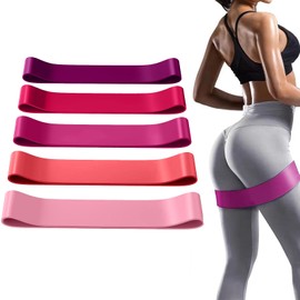 NEXROLA Fitnessbänder 5er Set,Pilates-Set aus Naturlatex, Theraband geeignet für Pilates/MuskelaufbauYoga Spannband Hochflexible Therabänder (pink) 15.5 x 7 x 1.5 cm