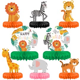 Safari Birthday Decorations Table Centerpiece - Jungle Animals Theme Party Supplies, Honeycomb Table Toppers for Animal Jungle Theme Party Decorations
