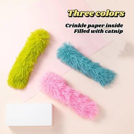 cotdoog Cat Toys/Pillow Catnip 3 Pack - Bite-Proof Kicker Toy for Indoor Cats with Crinkle Paper, Catnip & Teething Soother (Pink/Green/Blue)