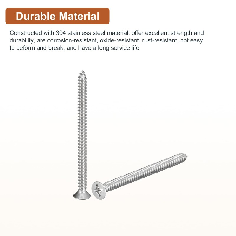 DTGN 30Pcs #12x3" Flat Head Wood Screws, 304 Stainless Steel