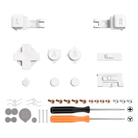eXtremeRate White Custom Full Set Buttons for Gameboy Advance SP, Replacement A B L R Button Power On Off Volume Button D-pad Key for GBA SP Console - Console NOT Included
