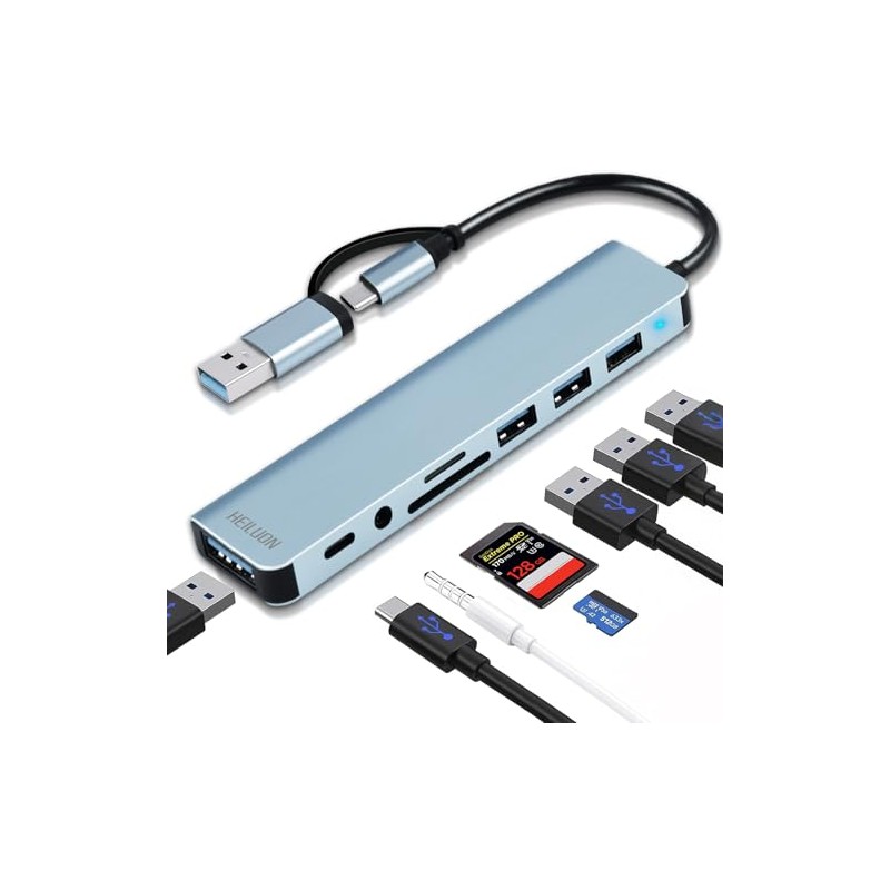 HeiLuon Hub USB C 8 en 1,USB 3.0 con Jack