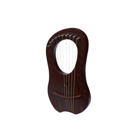 10 Strings Lyre Harp Brown Chain Celtic Design for Kids with Tuner, Strings for Beginners