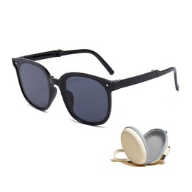 KBRPEY Sunglasses Men Women Foldable Sunglasses Elegant UV400 Protection Square Sunglasses Party Sunglasses Trendy Sunglasses Accessories Sunglasses with Glasses Case, Jazz Black