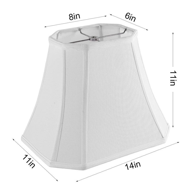 PIKOPIKO Rectangle Lamp Shade, (6×8)×(11×14)×11"Pure White Linen Lampshade for Table