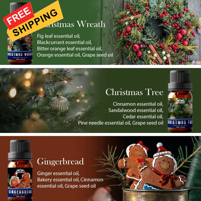 BlissfulBlend Winter Essential Oils Gifts Set 6 Pack Oil of