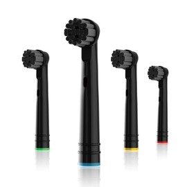 Whuppsi Bamboo Charcoal Replacement Heads Fit for Oral B Braun Electric Toothbrushes, 4PCS,Black,Charcoal Infused Bristles,Small Round Head for Pro Series Vitality,for Genius and Smart Series