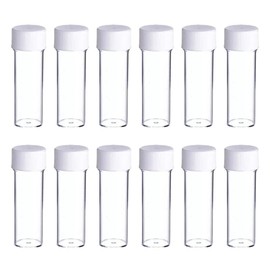 FSSTUD 12pcs 25ml Small Plastic Test Tubes Clear Beads Storage Containers Candy Tubes Vials Flat Sample Tubes Bath Salt Vials with Caps