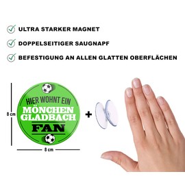 schilderkreis24 Football Magnet "Monks Gladbach Fan" Decorative Fridge Magnet Item Sport Club Gift Idea Club Christmas Football Fan Lovers Enthusiasts 8 x 8 cm