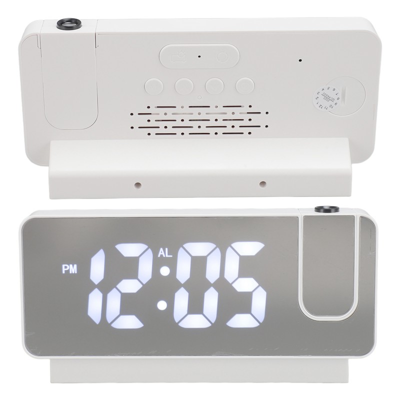 Projection Alarm Clock USB Rechargeable White Light Snooze Function Adjustable