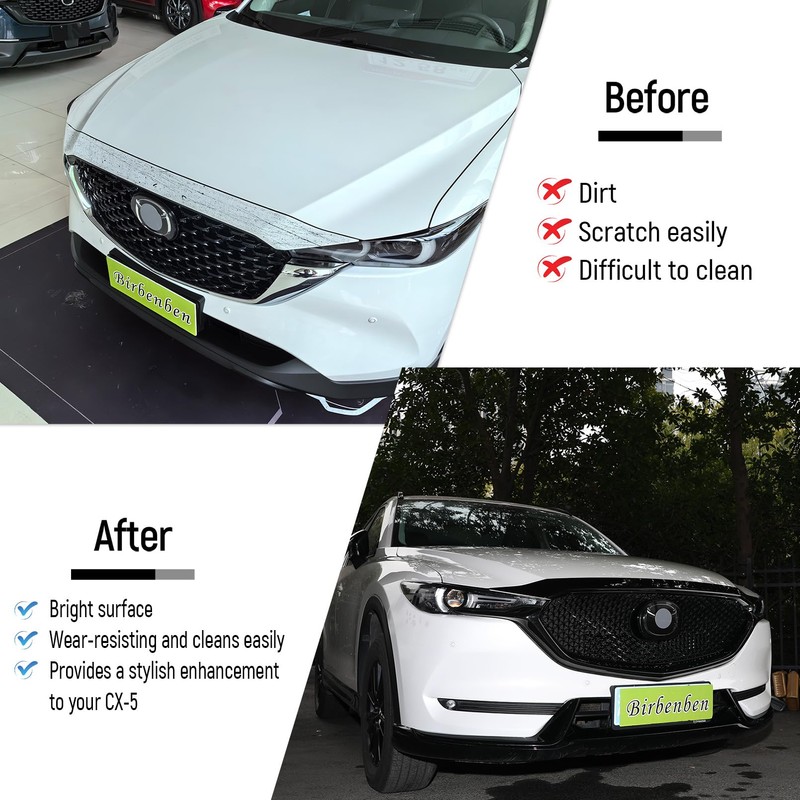 Birbenben Fit for Mazda CX-5 2017-2025 Accessories, Glossy Black Hood
