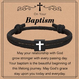 Meliatomia Baptism Gifts for Boys,Braided Rope Cross Bracelet Gift for First Communion Boys,Christian Christening First Holy Communion Gifts for Boys Girls Kids