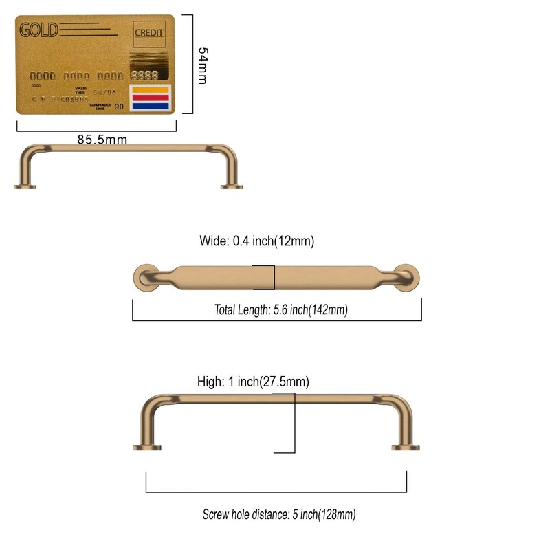 Amerdeco 10 Pack Champagne Bronze Cabinet Pulls 5 Inch(128mm) Hole
