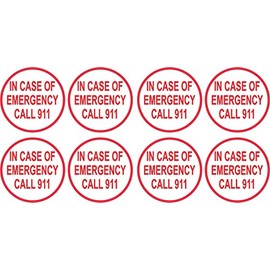 StickerTalk in Case of Emergency Call 911 Vinyl Stickers, 1 Sheet of 8 Stickers, 1.5 inches by 1.5 inches Each