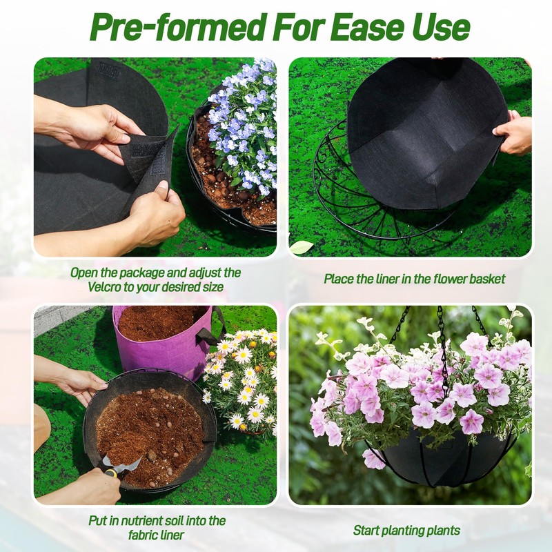 Sumloty 4 Pack 16 Inch Fabric Planter Basket Liner- Felt