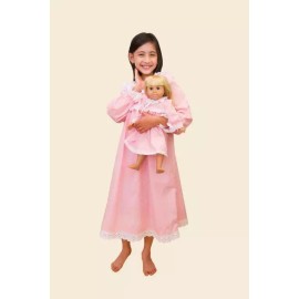 American Doll Clothing Girls sz 4-14 and 18" Doll Matching Cotton Nightgown set, fits American Girl - sz4 white