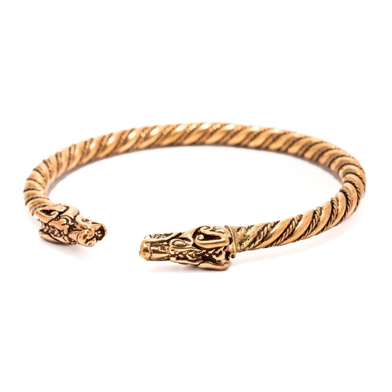 Windalf Viking Women's Bronze Bangle Dracon 5.7 cm Corded Dragon