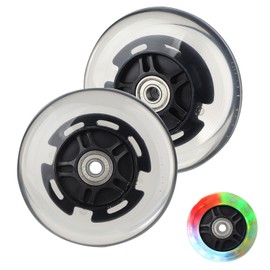 DBREAKS Luminous Stunt Scooter Wheels, Pack of 2 LED Light Wheels, 100 mm LED Scooter Replacement Wheels with ABEC, 9 Ball Bearings, Hardness 88A, Suitable for All Sorts of Scooters (Black)