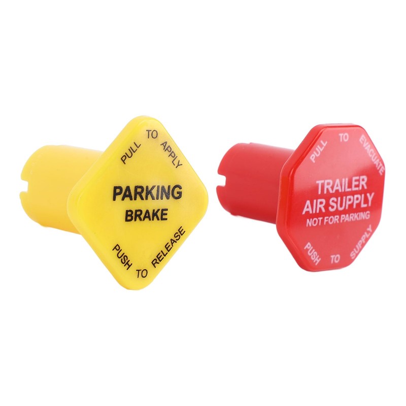 Yellow Parking Brake Knobs for Semi-Tractor, Red Trailer Compressed Air