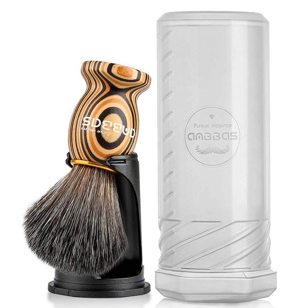 Anbbas 3-in-1 Shaving Brush Synthetic Hair Shaving Stand and Travel Box for Shaving Set Brush with Wooden Handle Men's Clean Shaving Gift Set