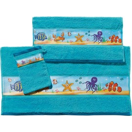 Erwin Müller Children's Terry Towel Set 3-Piece Terry Towel Capri Blue