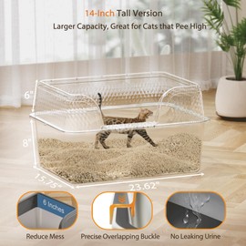 Kittenhood XXL Stainless Steel Cat Litter Box with High Sides Lid, Extra Large Metal Litter Box for Big Cats or Multiple Cats, Anti-Splashing, Easy Clean, No Smell, Grey Enclosure