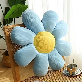 Daisy Flower Pillow, Flower Floor Pillow Throw Cushion Seating Pad,Cute Room Decor& Plush Pillow for Sofa Bedroom Chair(15.7'',Blue)