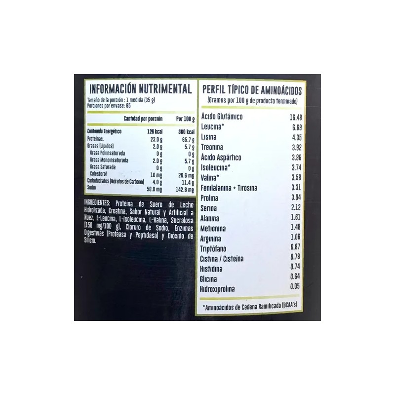Proteina Hydrotein 100 Whey Protein Hydrolizada Sabor Nuez