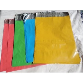 100 -7.5x10.5" -4 Color (PGBY) Flat Poly Postal Mailer Bags